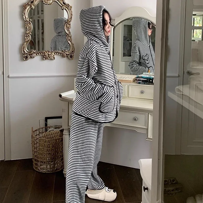 OEING Pajama Set Women's Bear Stripes-2