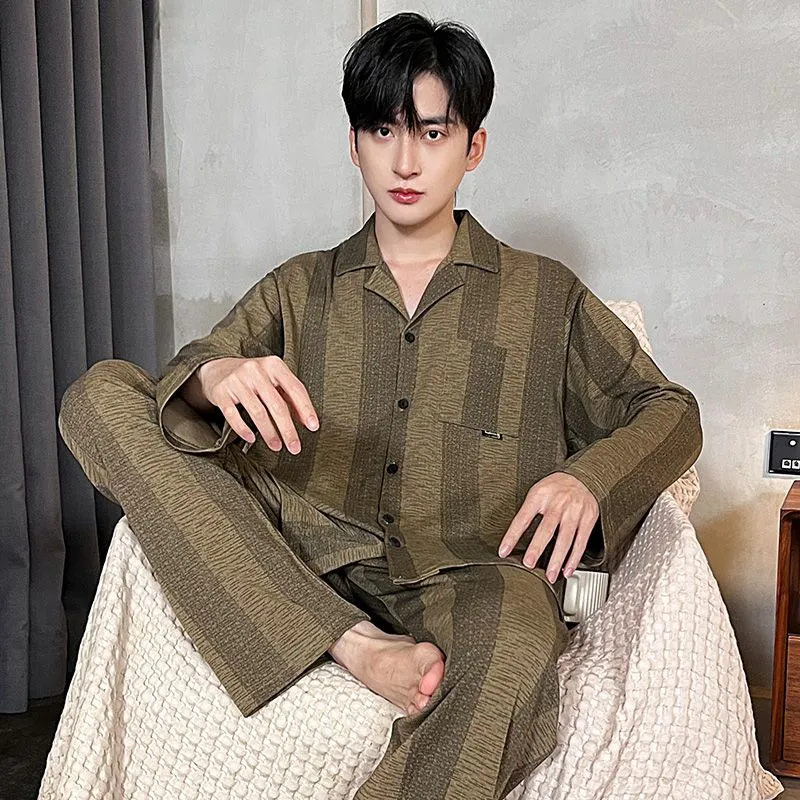 OEING Pajama Set Men's Army Green-4