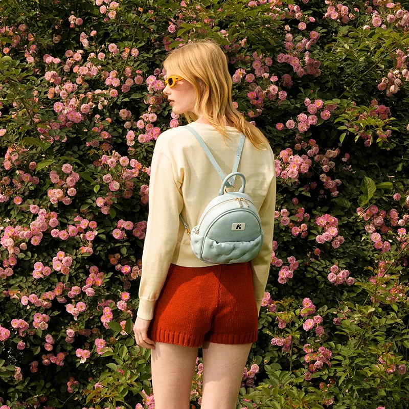 Karkki Sheepskin Carry Backpack Women's Cream Blue-6