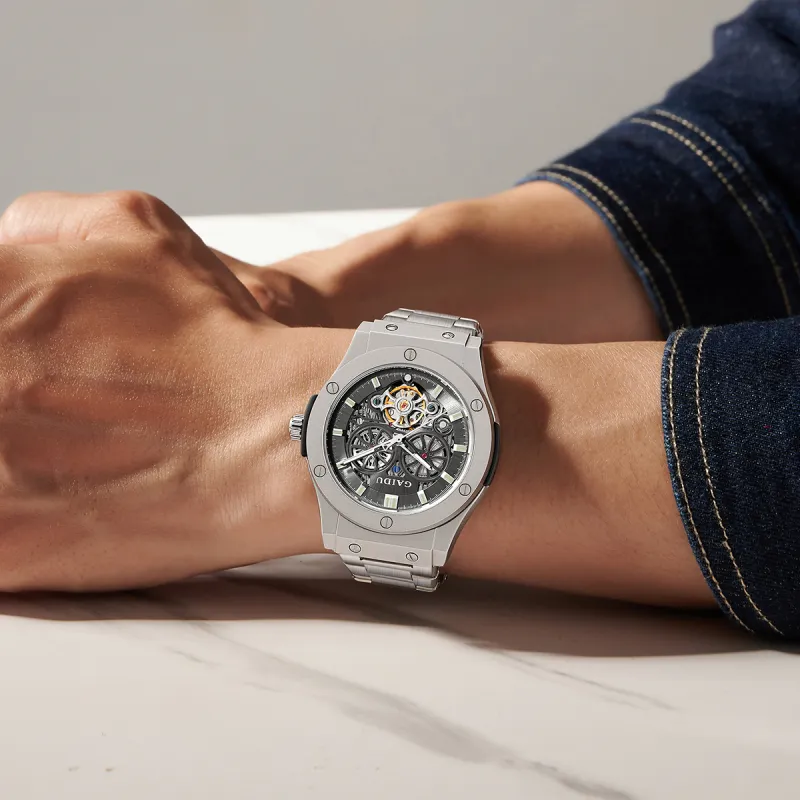 GAIDU Explorer Collection Automatic Mechanical Movement Steel Strap Watch Men's Watches Black Dial-7