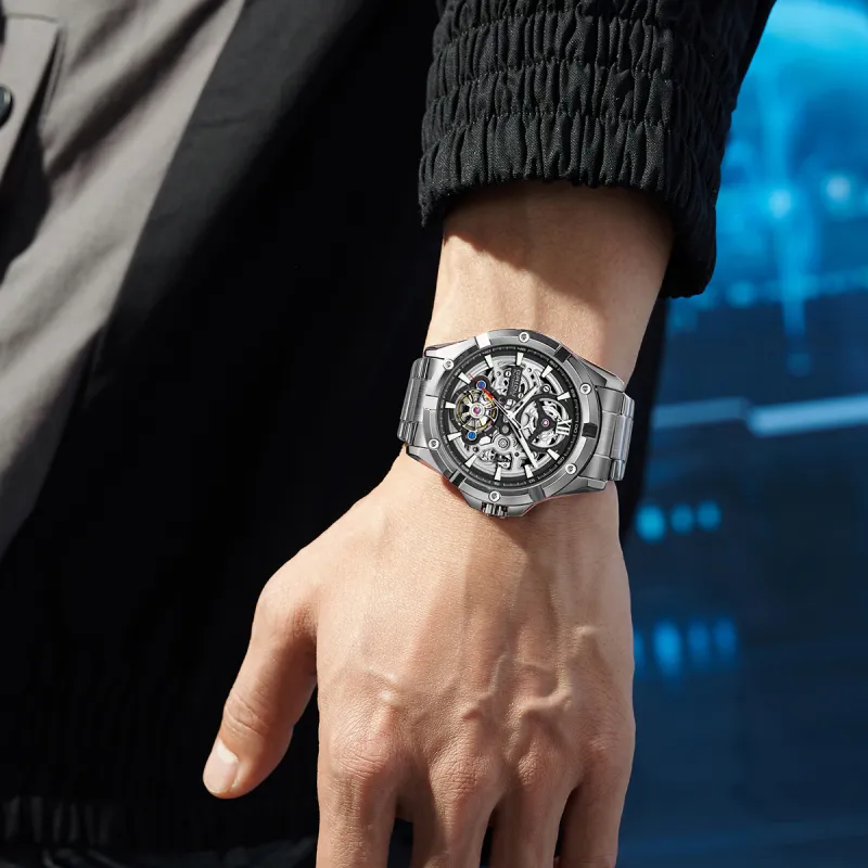 GAIDU Explorer Collection Automatic Mechanical Movement Steel Strap Watch Men's Watches Black Dial-3