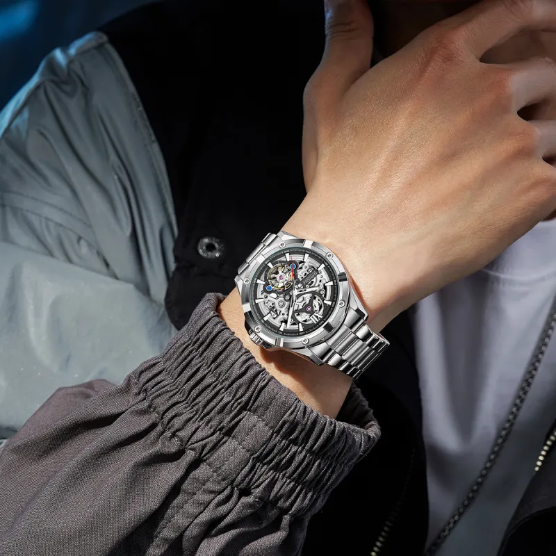 GAIDU Explorer Collection Automatic Mechanical Movement Steel Strap Watch Men's Watches Black Dial-5