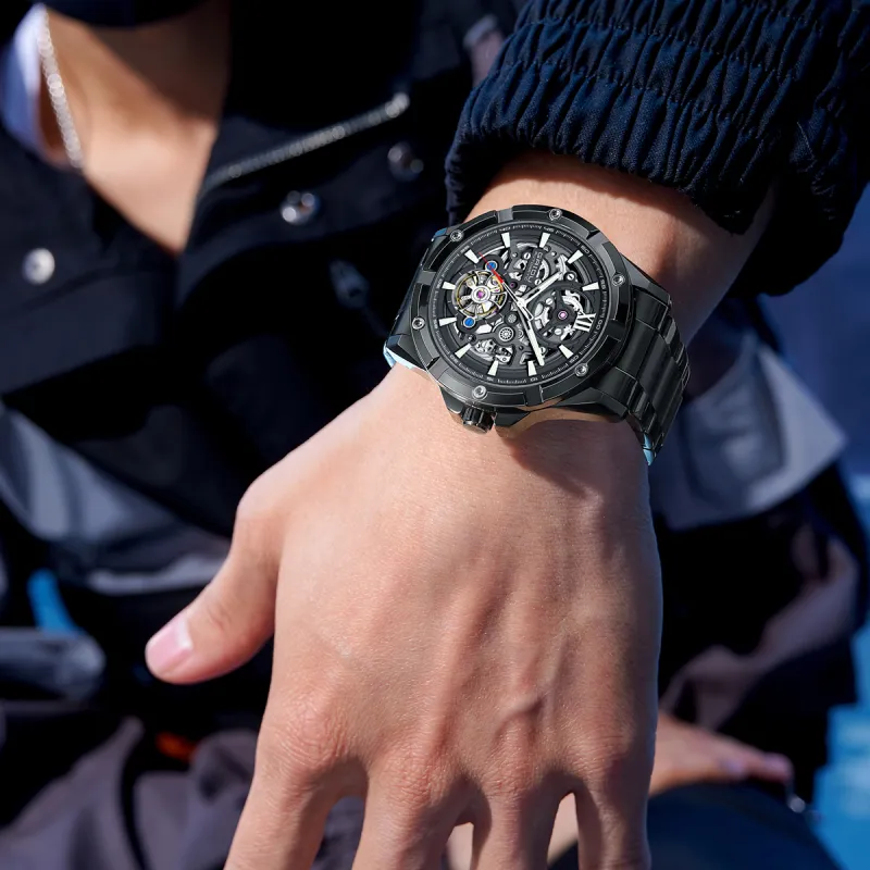 GAIDU Explorer Collection Automatic Mechanical Movement Steel Strap Watch Men's Watches Black Dial-10