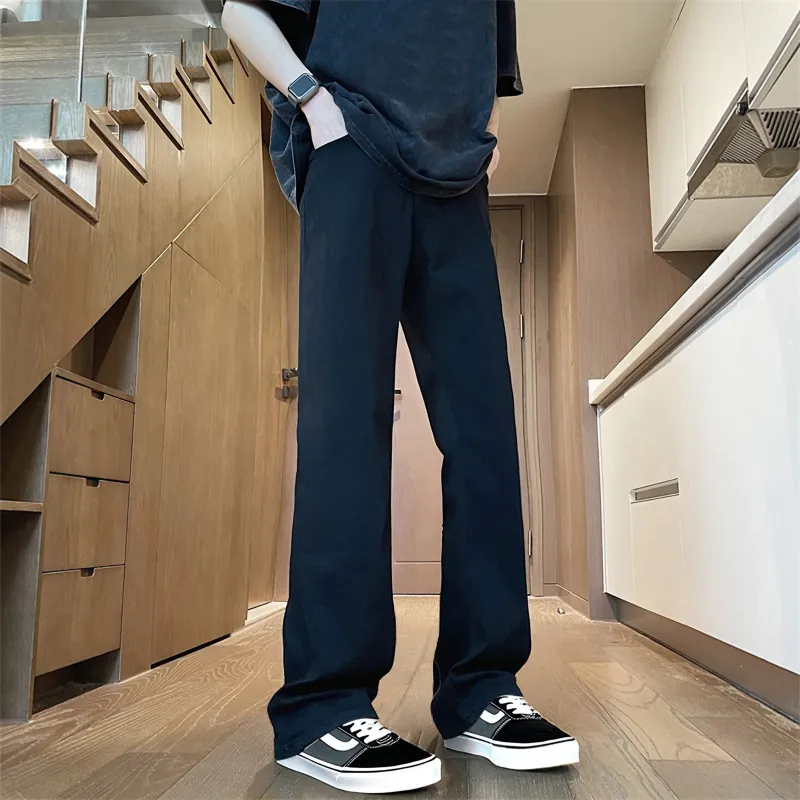HUANQIU Straight Fit Versatile Urban Techwear Pants Unisex Black-4