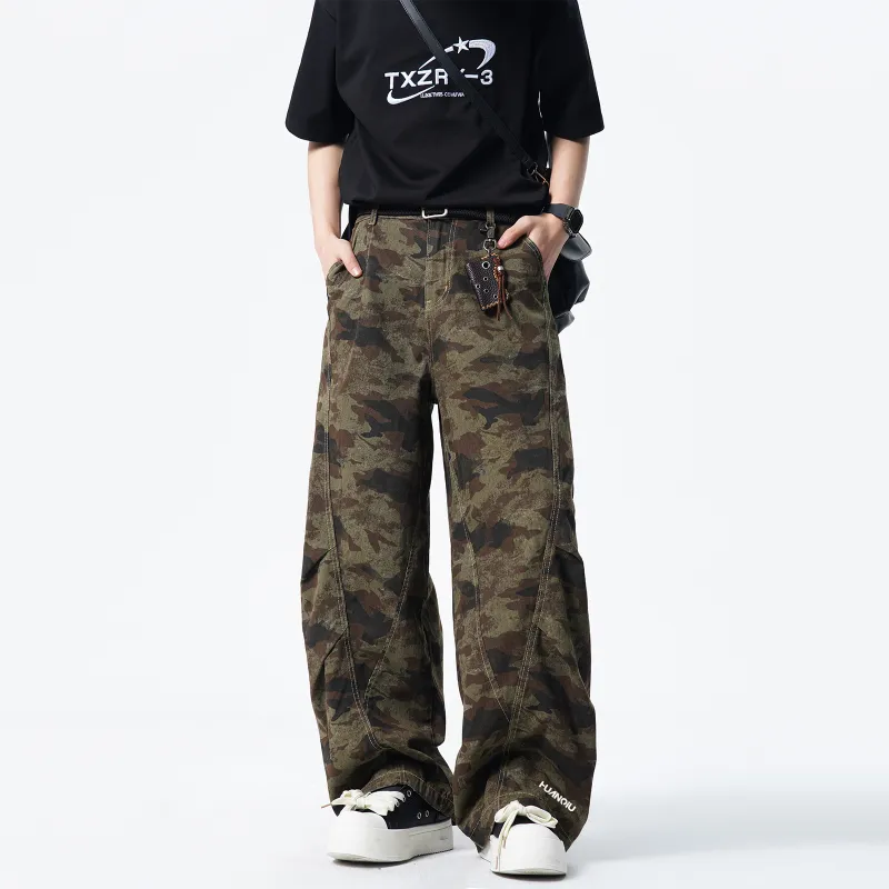 HUANQIU Cargo Pants Unisex Camouflage-5
