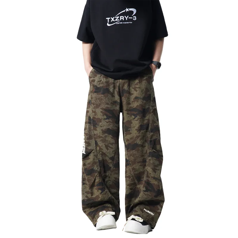 HUANQIU Cargo Pants Unisex Camouflage-2