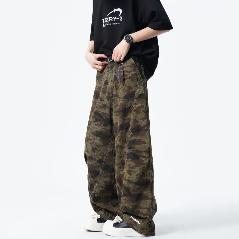 HUANQIU Cargo Pants Unisex Camouflage-3