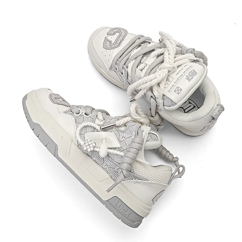 LUCX Cushioned Slip Resistant Abrasion Resistant Low Top Chunky Sneakers Unisex-57