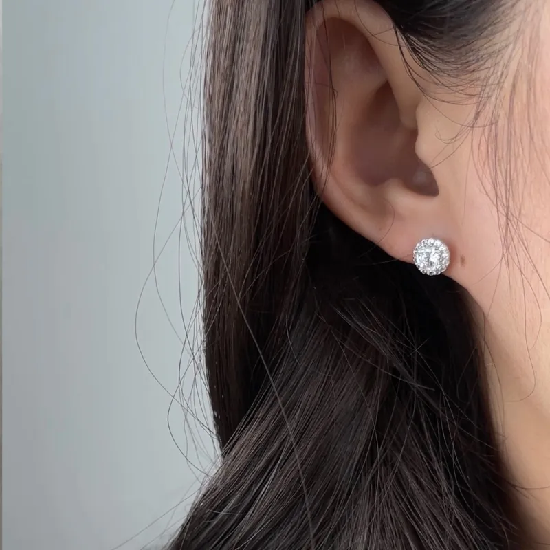 OUBI.YABI Zircon Stud Earrings Women's-2