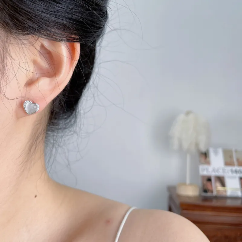 OUBI.YABI 925 Sterling Silver White Gold Plated Shell Earlobe Stretching Stud Earrings Women's-2