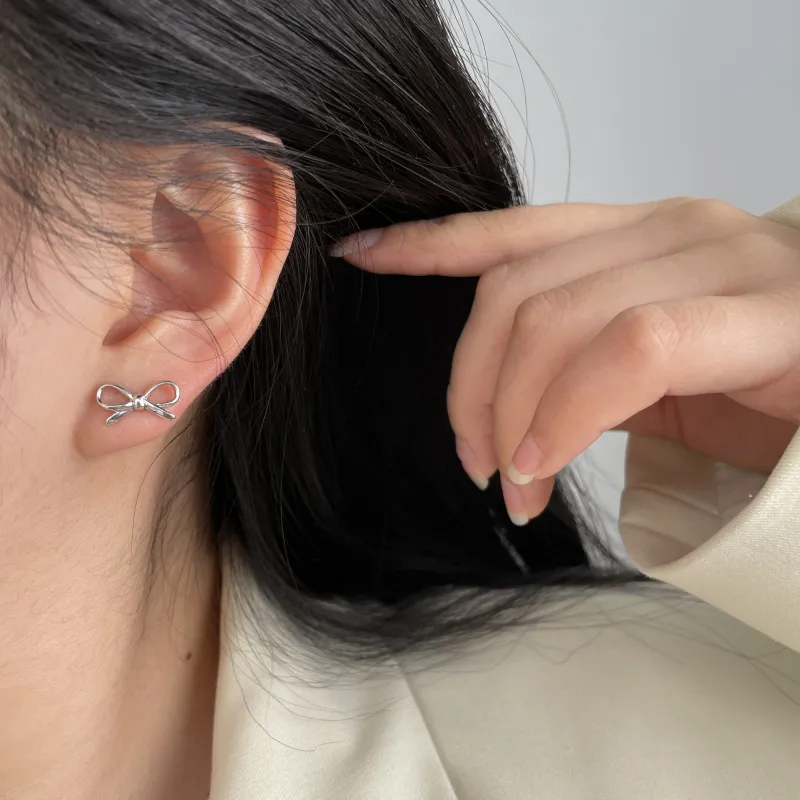 OUBI.YABI 925 Silver Plated White Gold Earlobe Stretching Earrings Studs Women's-1