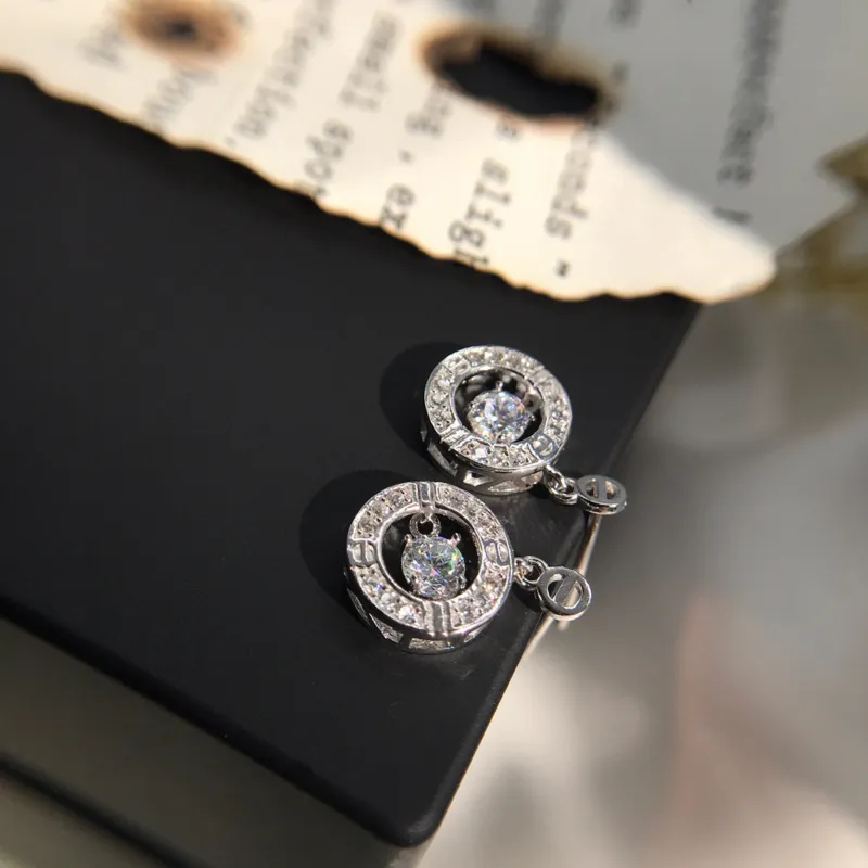 OUBI.YABI 925 Sterling Silver With White Gold Plating Zircon Stud Earrings Women's-1
