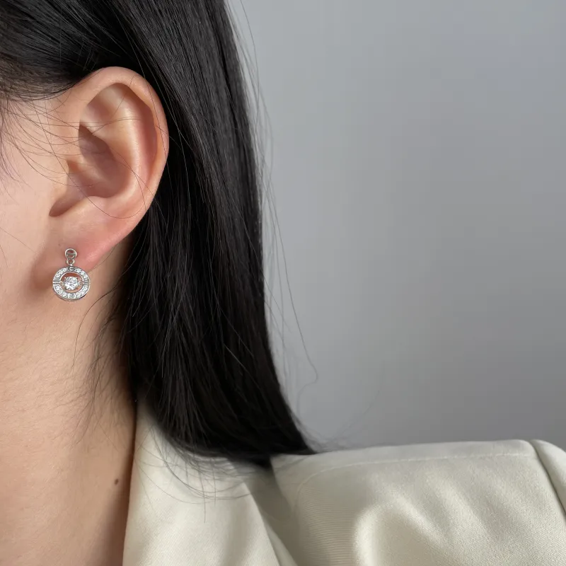 OUBI.YABI 925 Sterling Silver With White Gold Plating Zircon Stud Earrings Women's-2