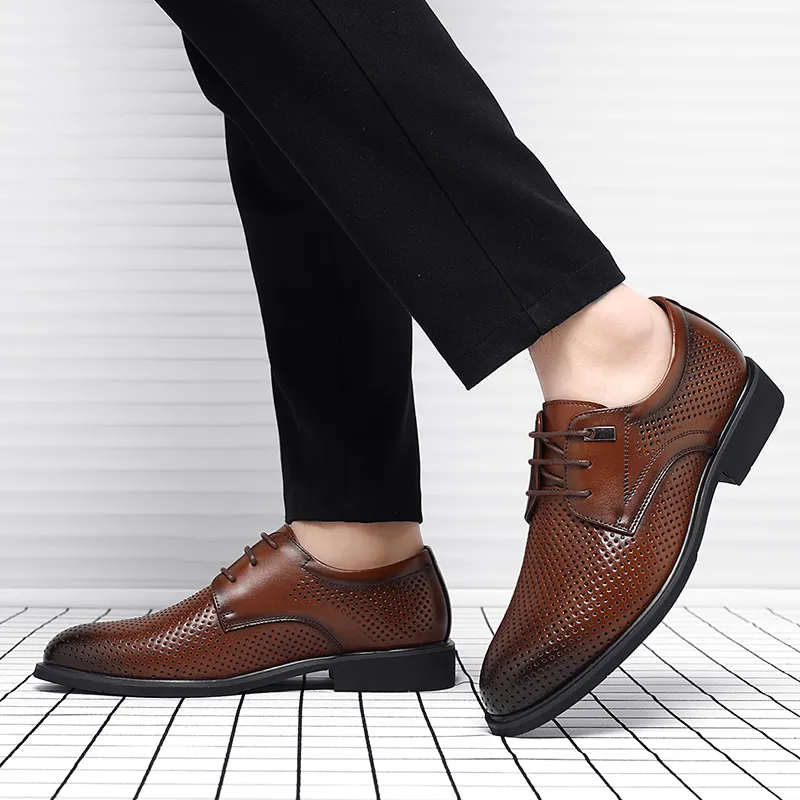 Shanpijiang Dress Shoes Men Low Top Black/Brown-19