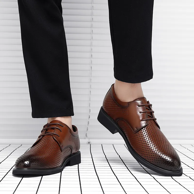 Shanpijiang Dress Shoes Men Low Top Black/Brown-18