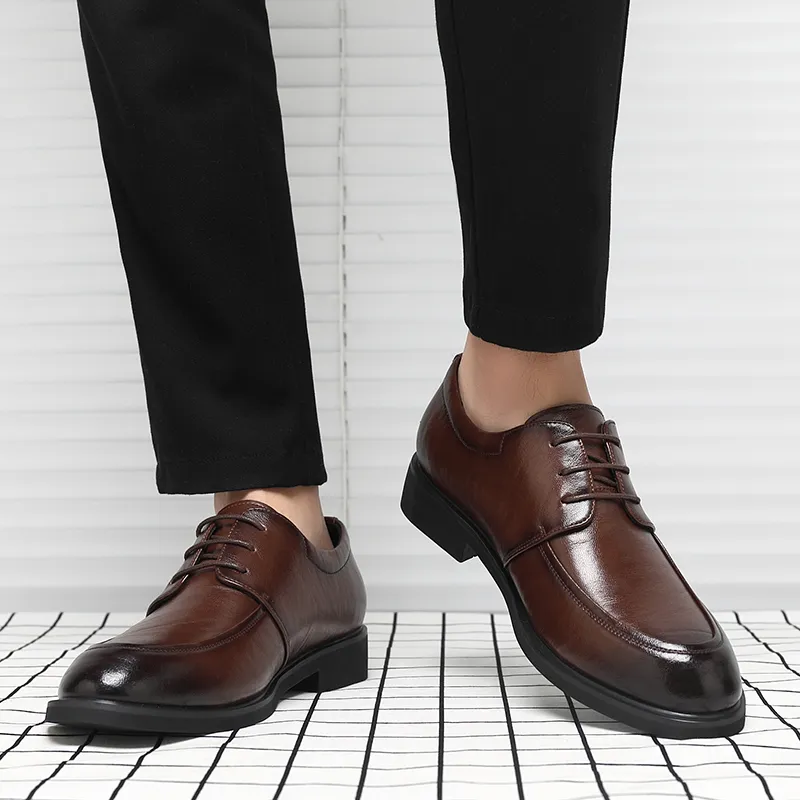 Shanpijiang Dress Shoes Men Low Top Black/Tea Brown-7