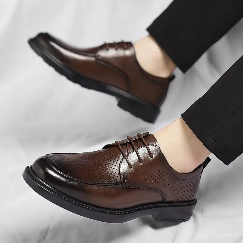 Shanpijiang Dress Shoes Men Low Top Black/Brown-8