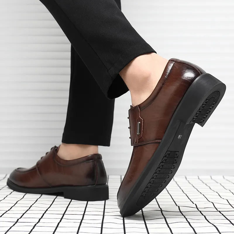 Shanpijiang Dress Shoes Men Low Top Black/Tea Brown-9