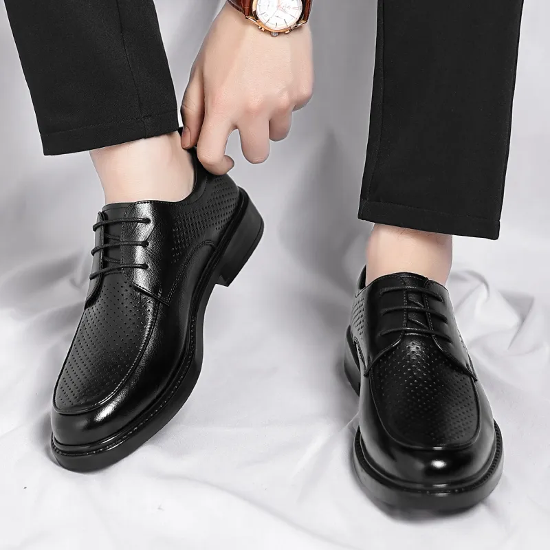 Shanpijiang Dress Shoes Men Low Top Black/Brown-1