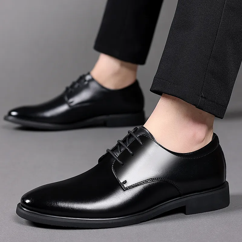 Shanpijiang Dress Shoes Men Low Top Black/Tea Brown-1