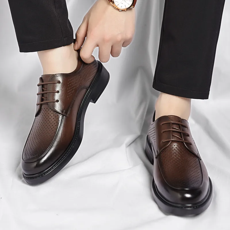 Shanpijiang Dress Shoes Men Low Top Black/Brown-9