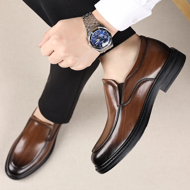 Shanpijiang Men's Casual Shoes Men Low Top Black/Tea Brown-8
