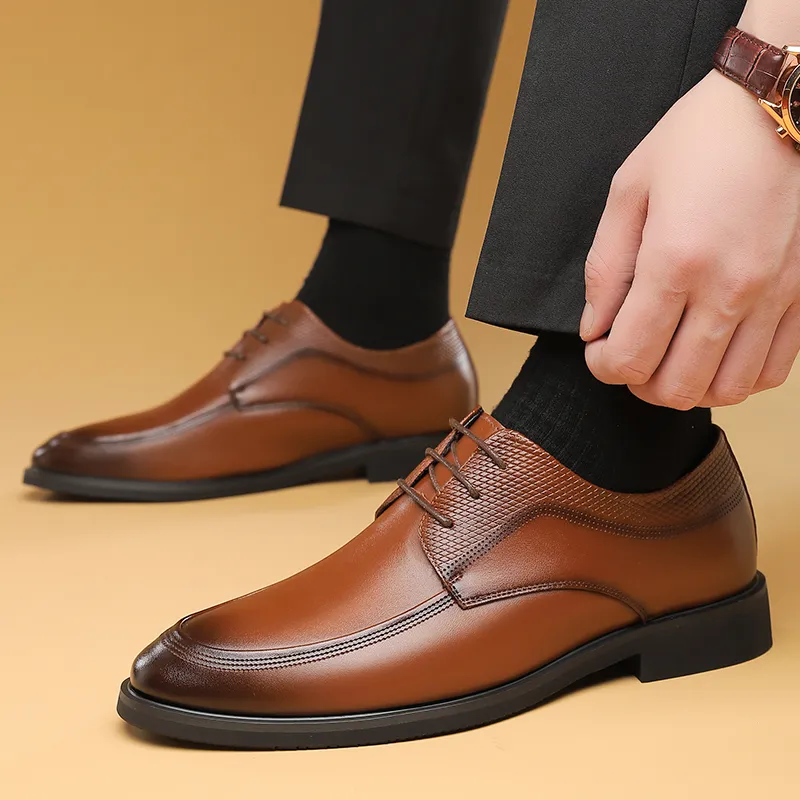 Shanpijiang Dress Shoes Men Low Top Black/Brown-6