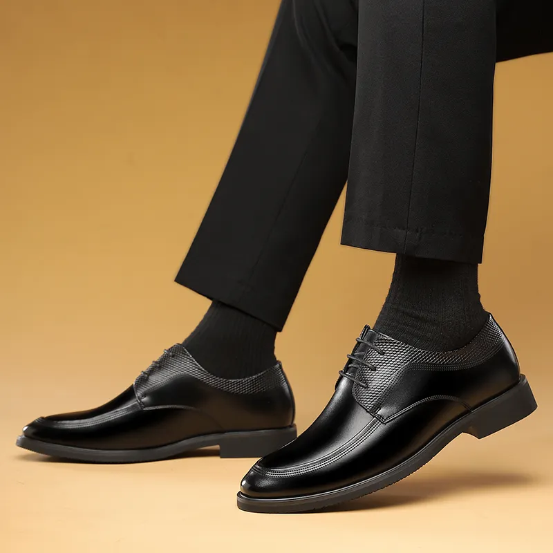 Shanpijiang Dress Shoes Men Low Top Black/Brown-2