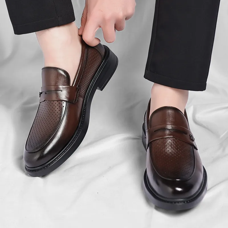 Shanpijiang Men's Casual Shoes Men Low Top Black/Tea Brown-6