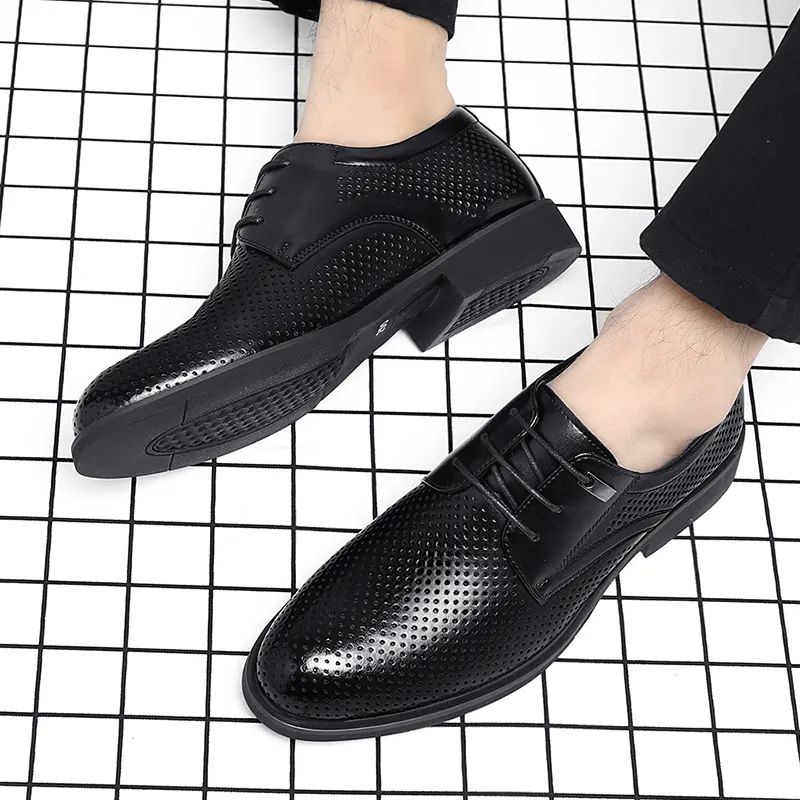 Shanpijiang Dress Shoes Men Low Top Black/Brown-13