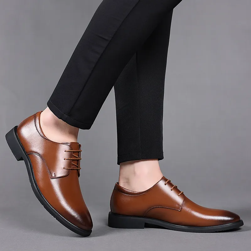 Shanpijiang Dress Shoes Men Low Top Black/Tea Brown-9