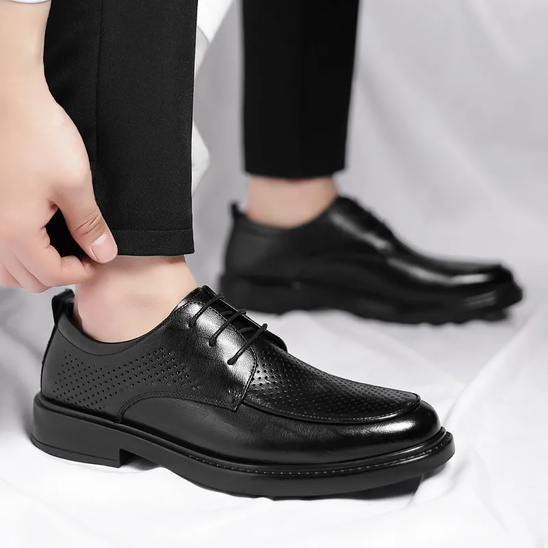 Shanpijiang Dress Shoes Men Low Top Black/Brown-4