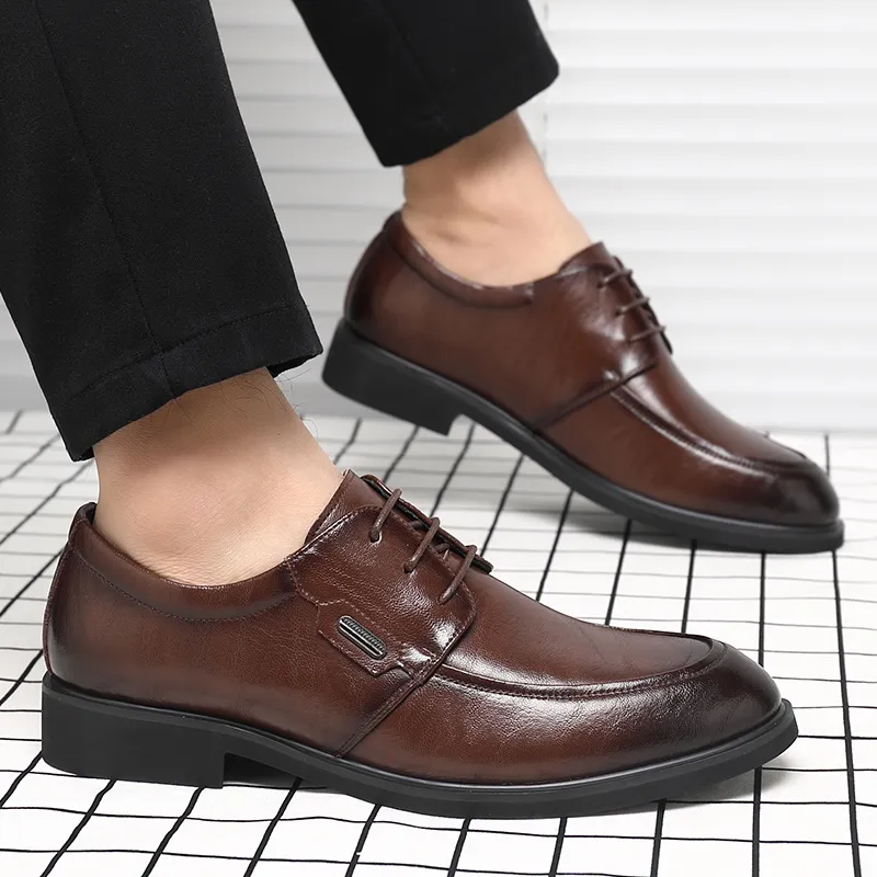 Shanpijiang Dress Shoes Men Low Top Black/Tea Brown-8