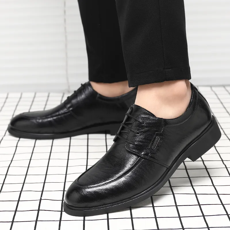 Shanpijiang Dress Shoes Men Low Top Black/Tea Brown-1