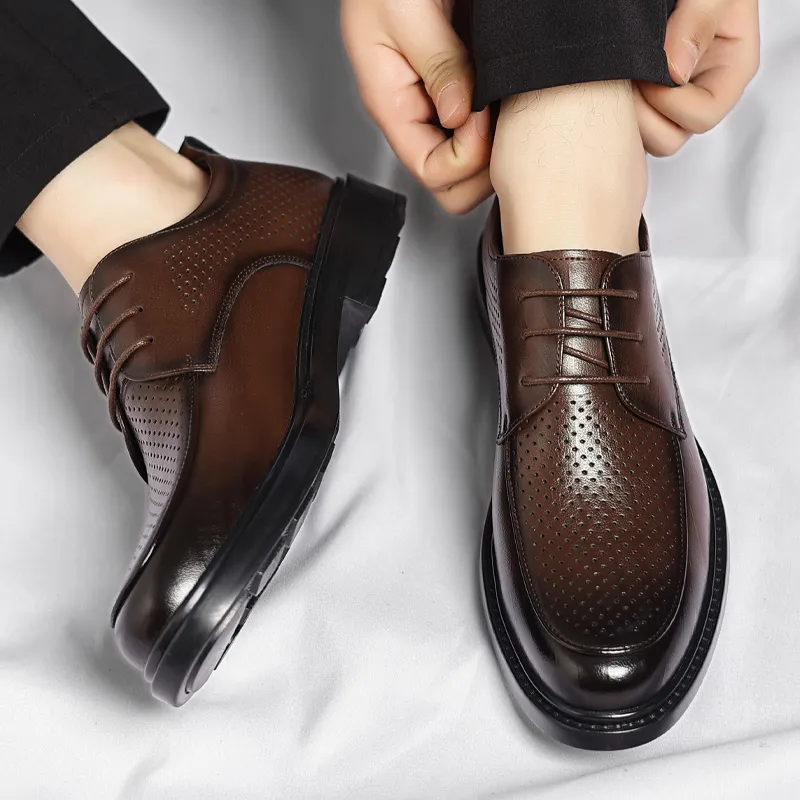 Shanpijiang Dress Shoes Men Low Top Black/Brown-7