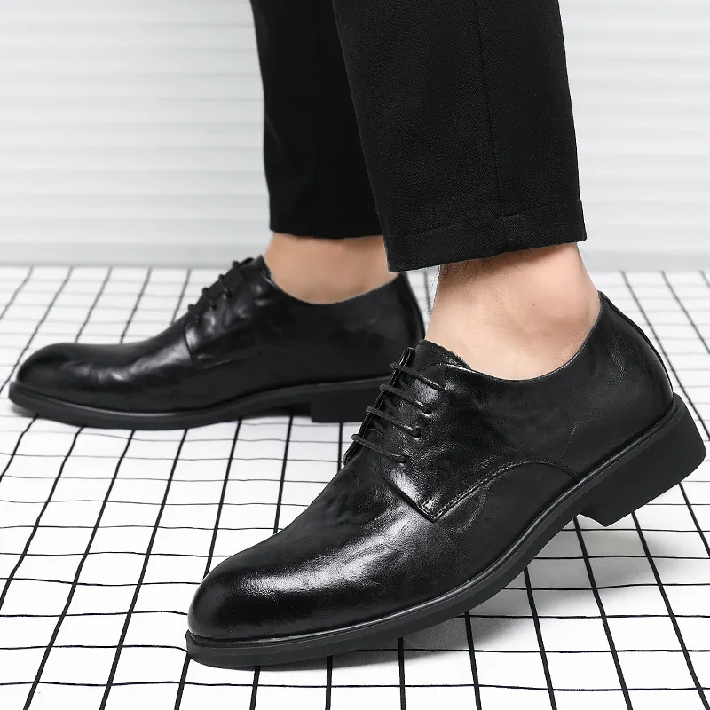 Shanpijiang Dress Shoes Men Low Top Black/Tea Brown-1