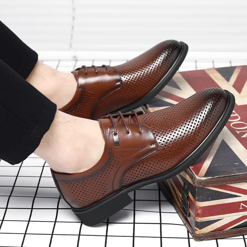 Shanpijiang Dress Shoes Men Low Top Black/Brown-16