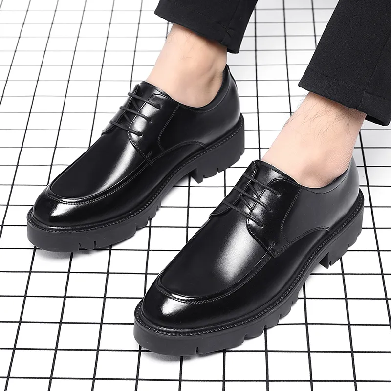 Shanpijiang Dress Shoes Men Low Top Black-4
