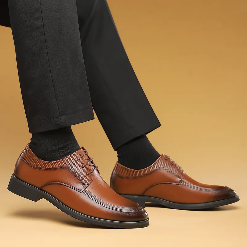 Shanpijiang Dress Shoes Men Low Top Black/Brown-9