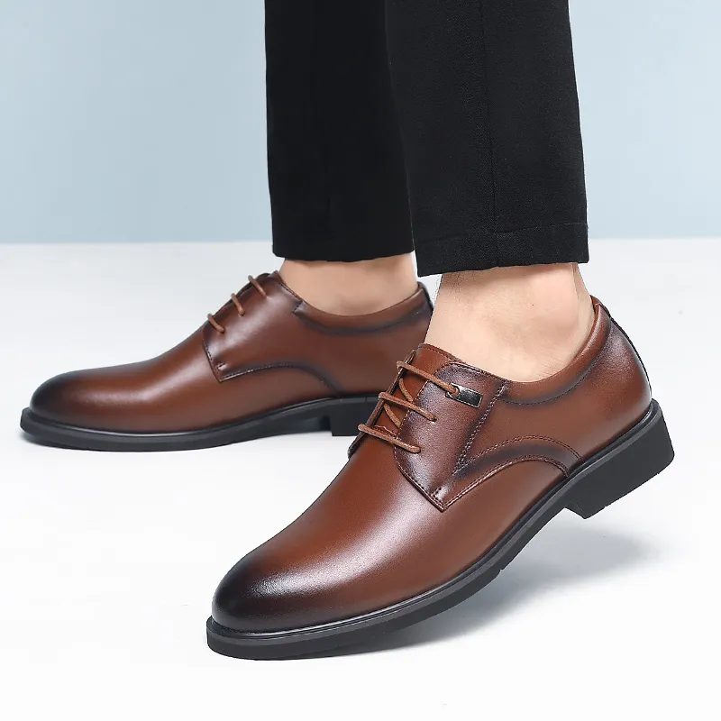 Shanpijiang Dress Shoes Men Low Top Black/Brown-7