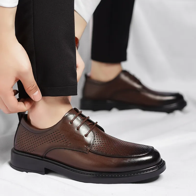 Shanpijiang Dress Shoes Men Low Top Black/Brown-6