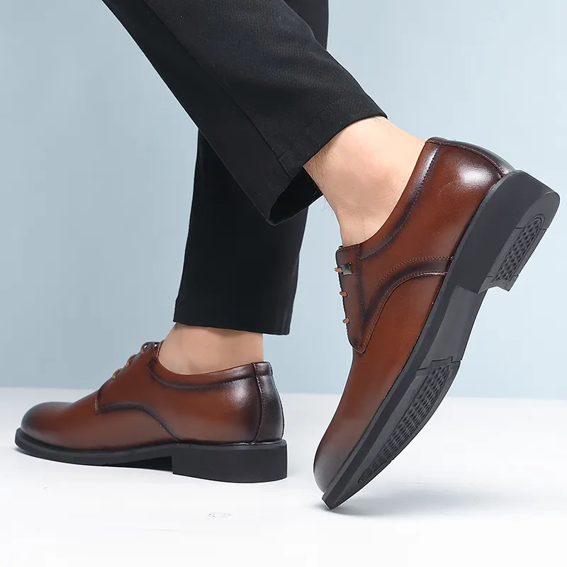 Shanpijiang Dress Shoes Men Low Top Black/Brown-9