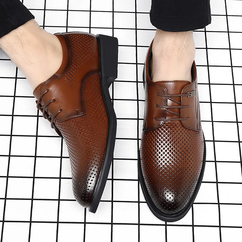 Shanpijiang Dress Shoes Men Low Top Black/Brown-17