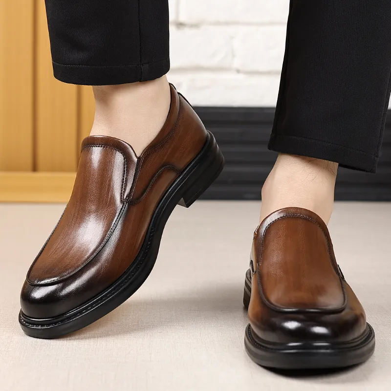 Shanpijiang Men's Casual Shoes Men Low Top Black/Tea Brown-7