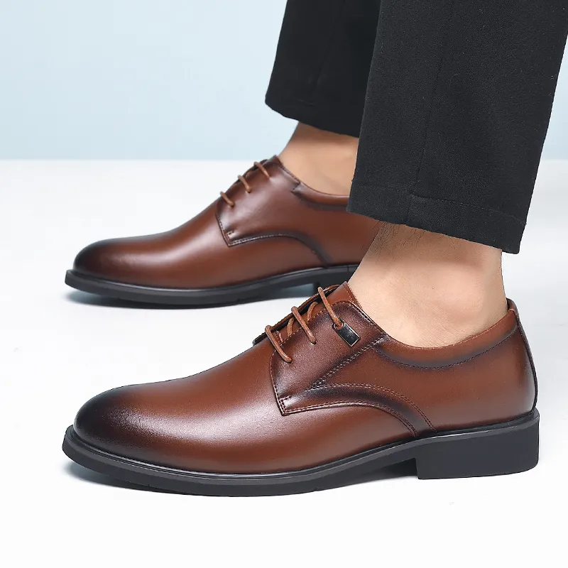 Shanpijiang Dress Shoes Men Low Top Black/Brown-6