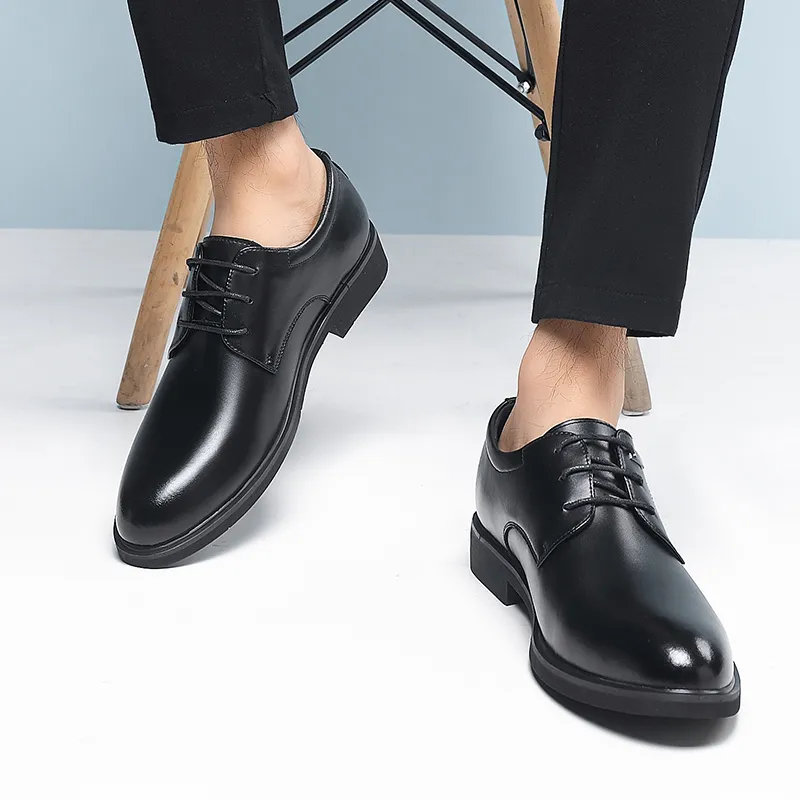 Shanpijiang Dress Shoes Men Low Top Black/Brown-3