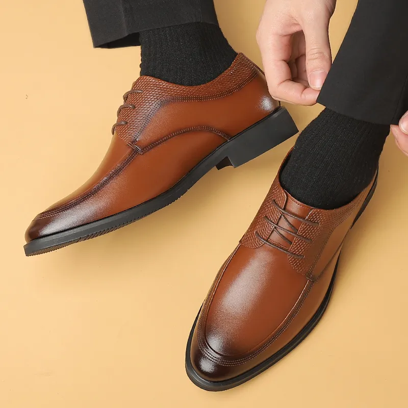 Shanpijiang Dress Shoes Men Low Top Black/Brown-7