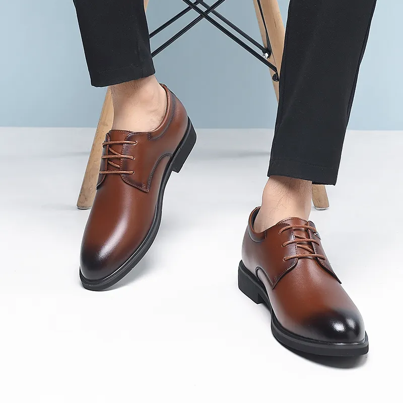 Shanpijiang Dress Shoes Men Low Top Black/Brown-8