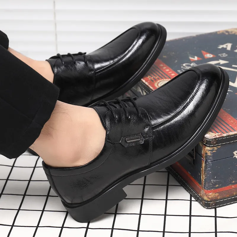 Shanpijiang Dress Shoes Men Low Top Black/Tea Brown-3