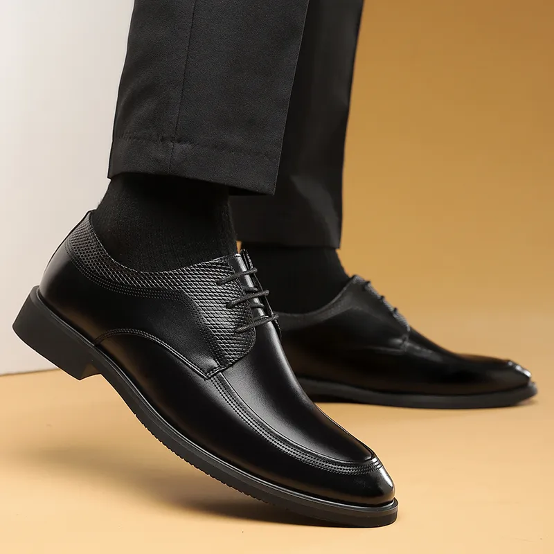 Shanpijiang Dress Shoes Men Low Top Black/Brown-4